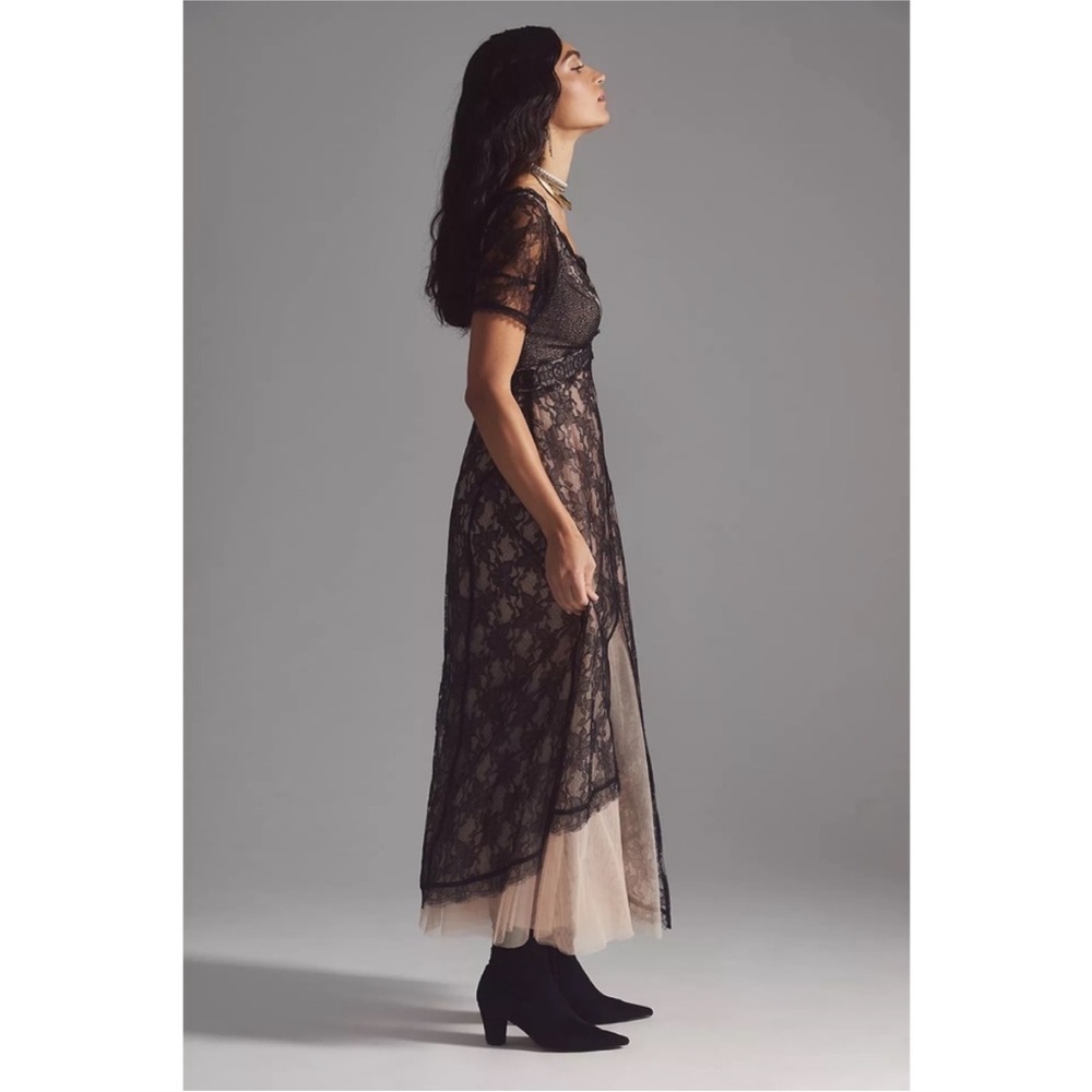 EUC Anthropologie Sheerly Beloved Layer of Lace Maxi Dress - Size 4 - Picture 4 of 16